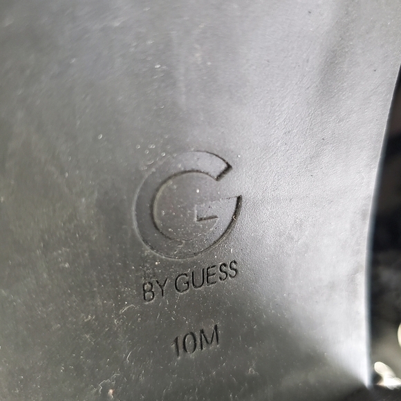 Guess Galway Leather Ankle Boot Size 10 Black Faux Fur Combat Bootie Lug Sole - Picture 14 of 15